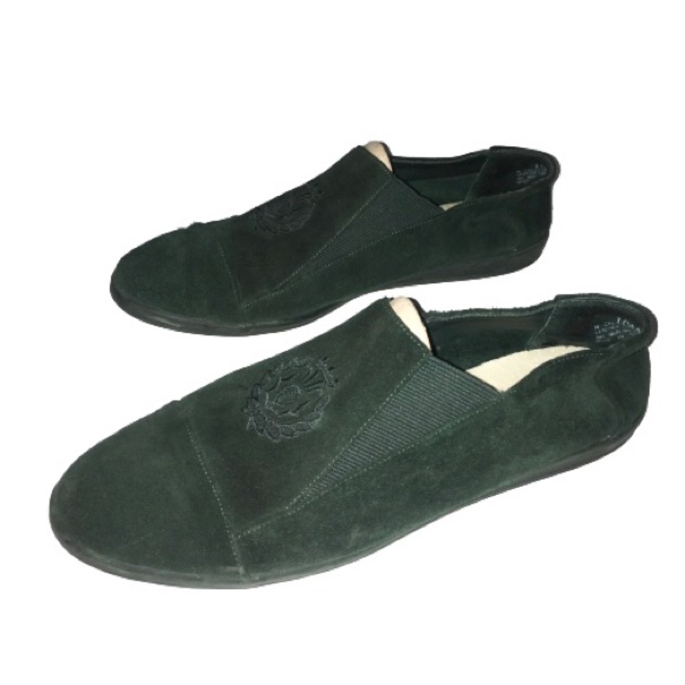 Nine 9 West Sport Green Suede Slip on Flats 10